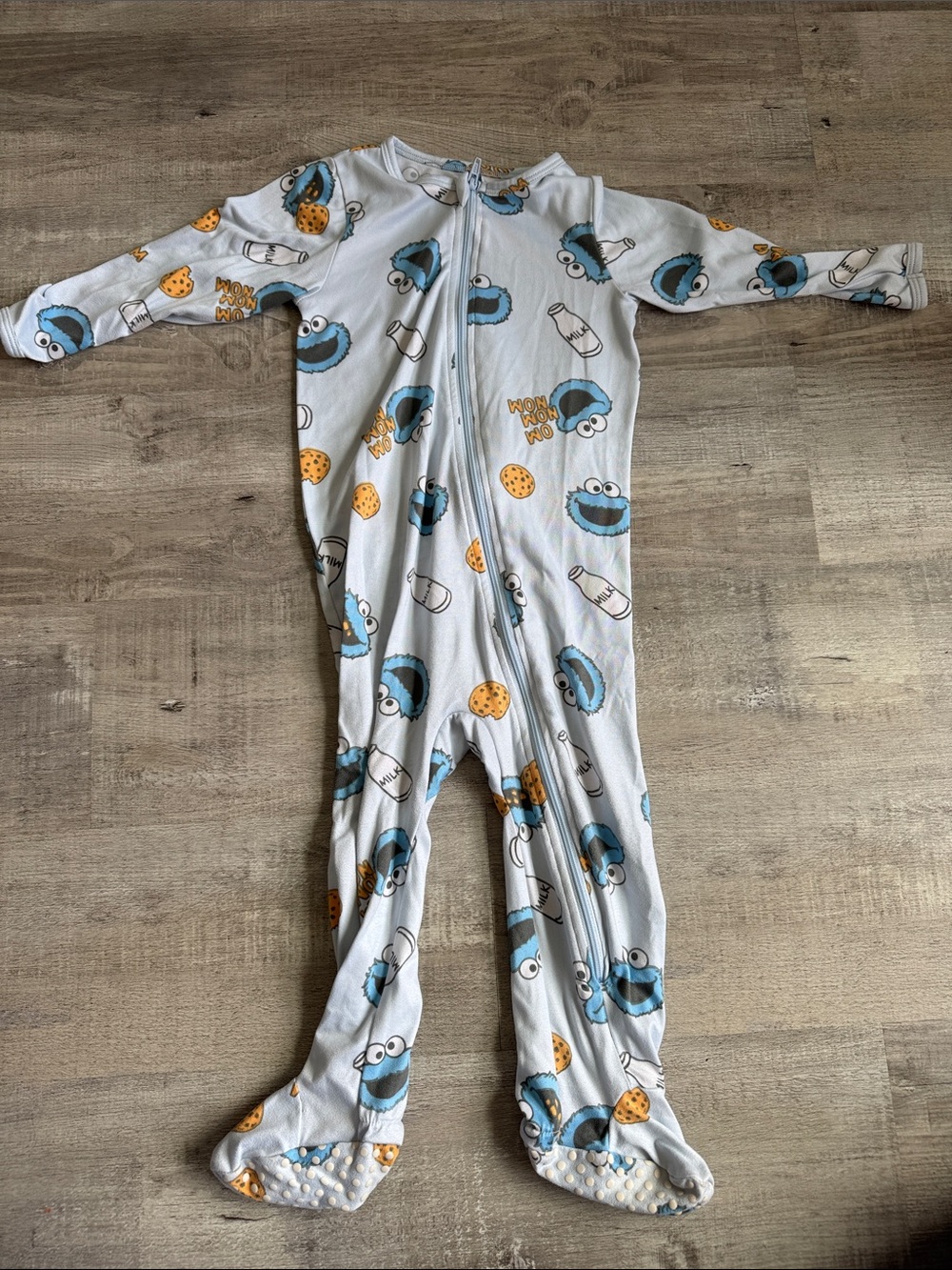 Cookie Monster Blue Footed One-Piece Pajamas for toddlers 18-24m Sesame Street